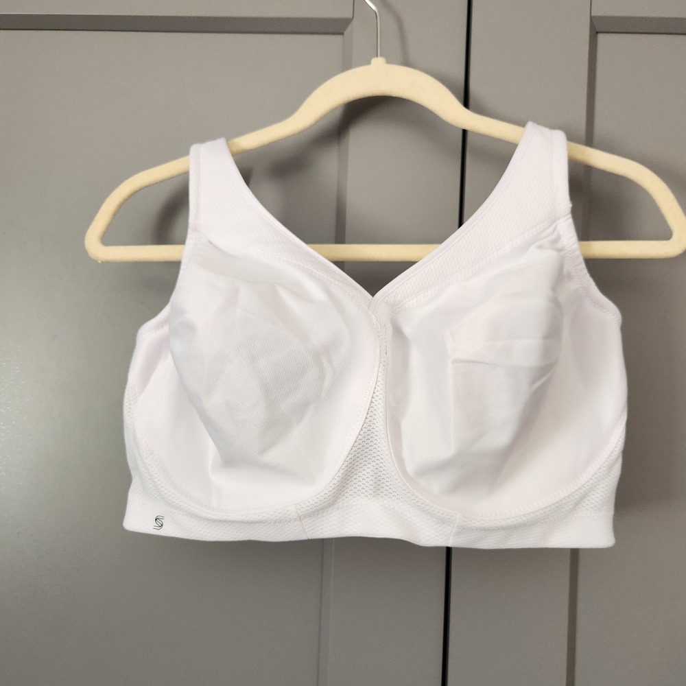 New Glamorise 1006 Full Figure MagicLift Wire Free Sports Bra 38F We White
